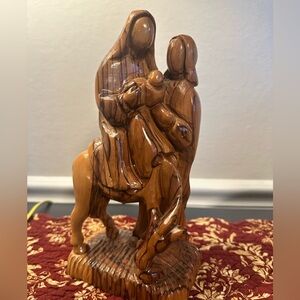 Olive Wood Holy Family Sculpture Carved in Bethlehem‎  “Flight To Egypt”